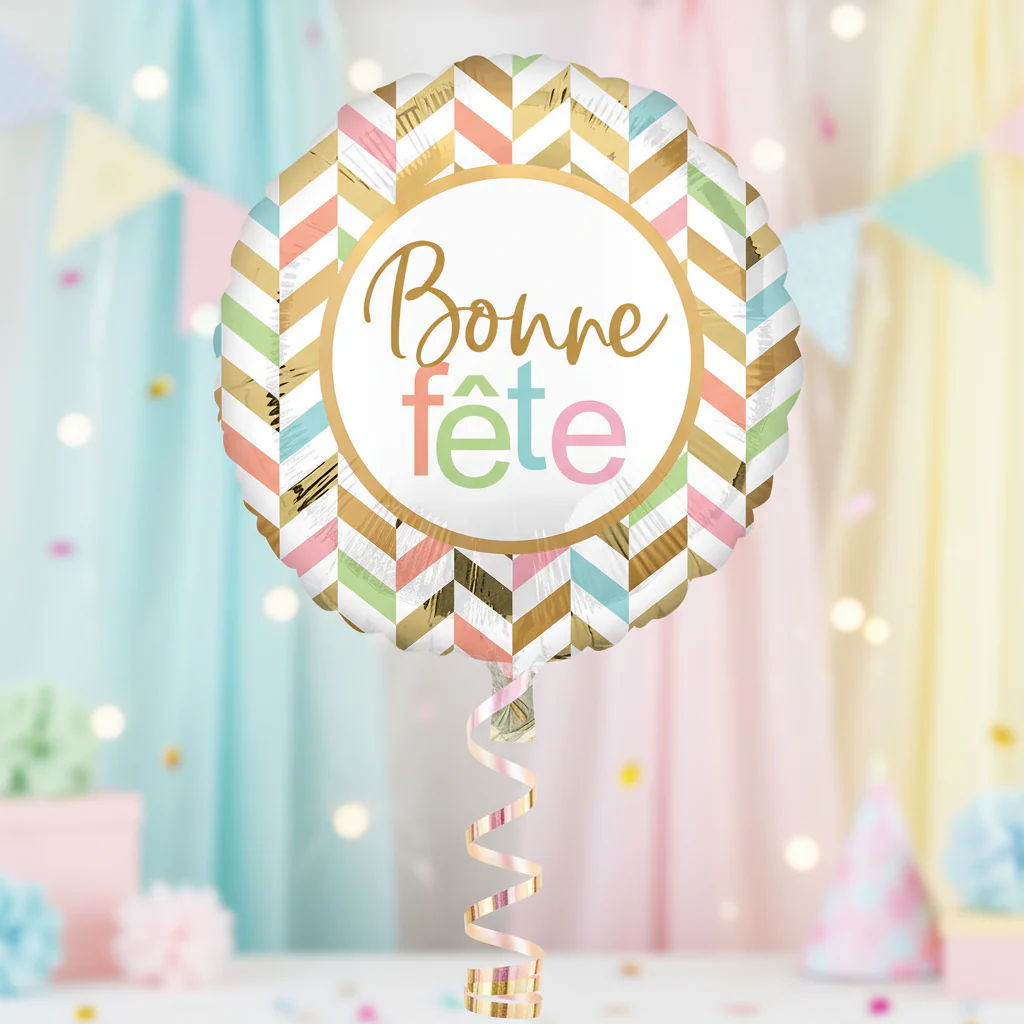 28" Bonne Fête Pastel Celebration Foil Balloon - Image 2