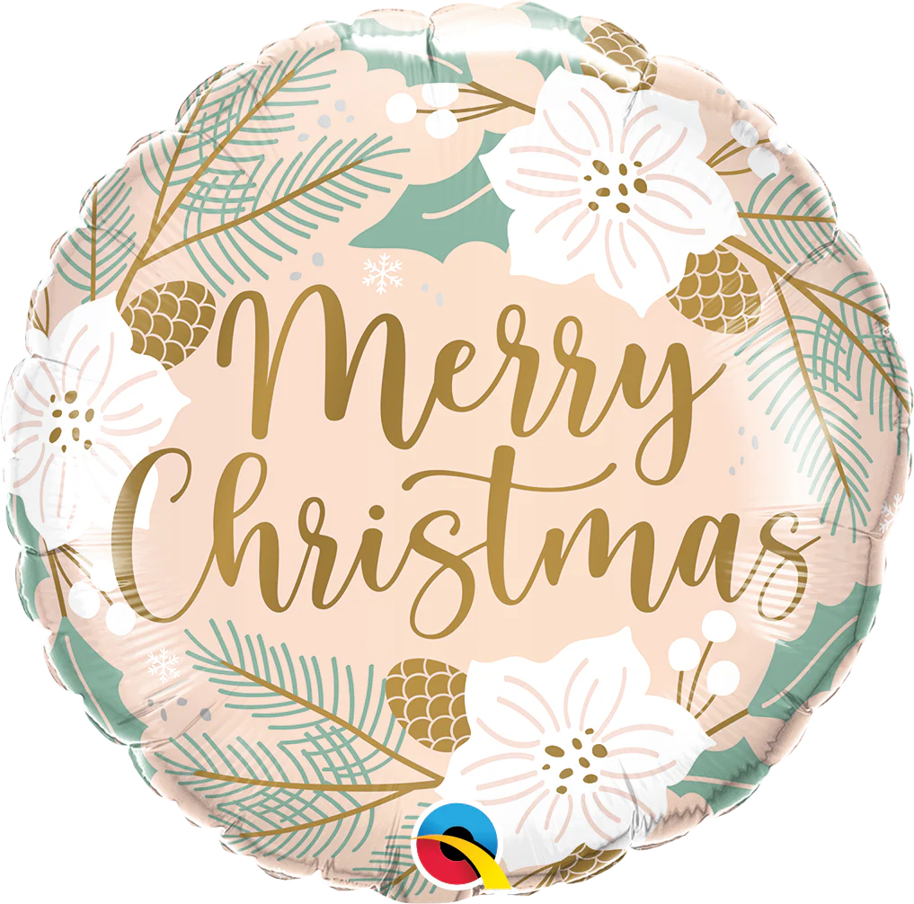 18" Christmas Floral Foil Balloon