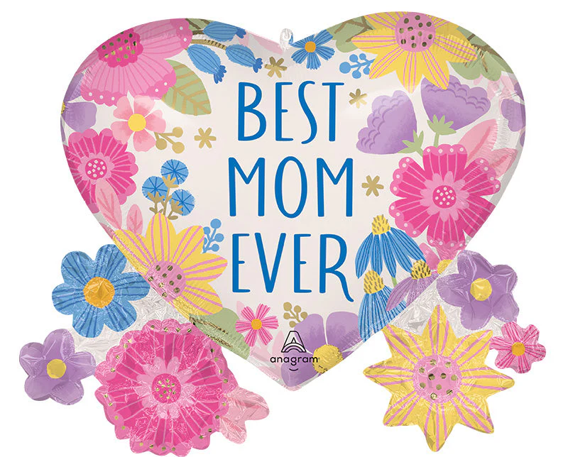 29" Best Mom Ever Botanical Lines SuperShape Foil Balloon