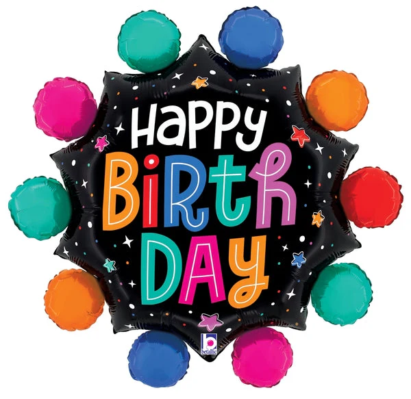 29" Colorful Circles Birthday Foil Balloon