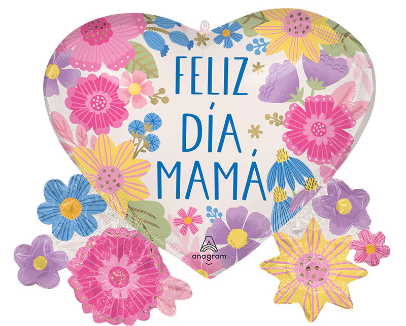 29" Feliz Dia Mama Botanical Lines SuperShape Foil Balloon