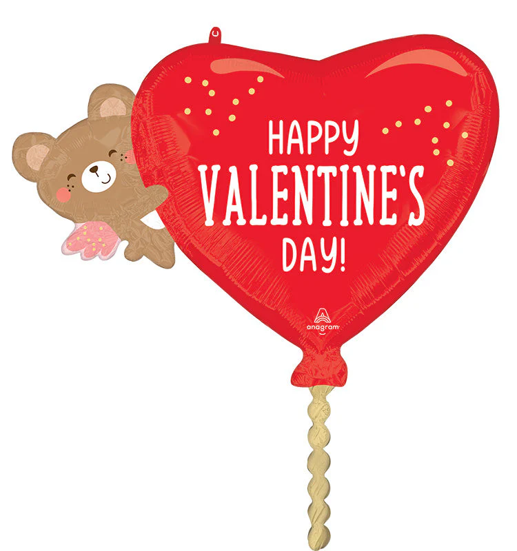 29" SuperShape Happy Valentine's Day Angel Bear Hug Foil Balloon