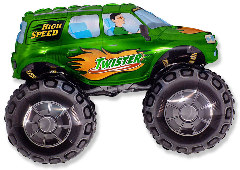 30" Big Wheels Monster Truck Green Foil Balloon