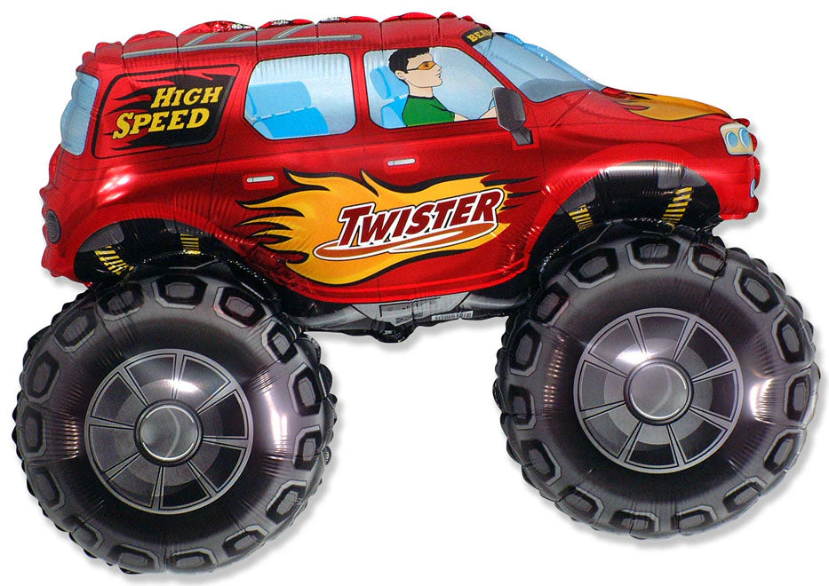30" Big Wheels Monster Truck Red Foil Balloon