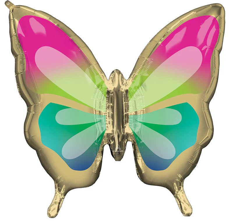 30" SuperShape Beautiful Tropical Butterfly Foil Balloon