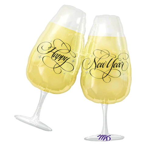 30" SuperShape New Years Toasting Glasses Balloon