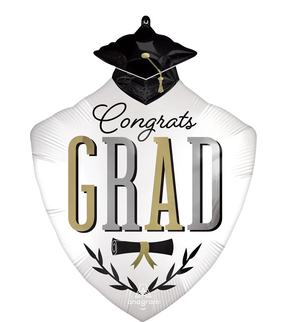 30" Graduation Jumbo Satin Infused Caps Off Foil Balloon