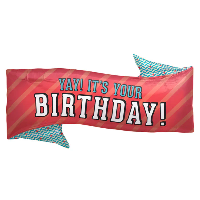 31" Foil Balloon Yay Birthday Banner