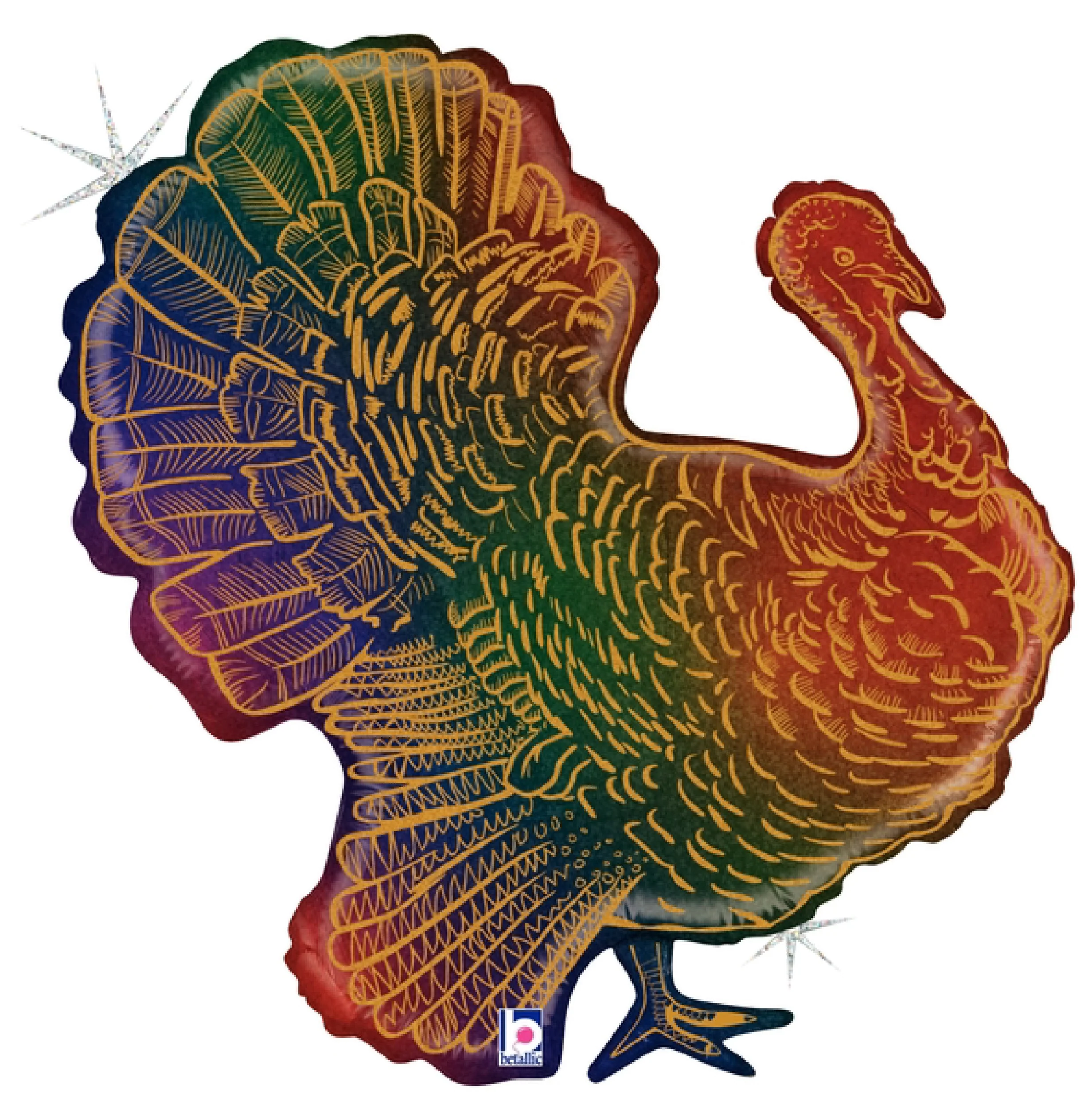 31" Foil Shape Holographic Glitter Turkey Foil Balloon