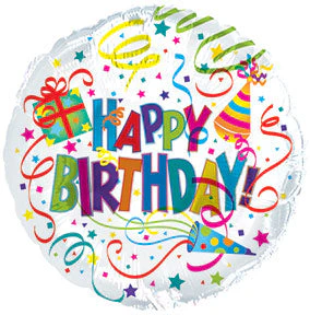 31" Happy Birthday Day Party Hat & Horn Packaged Balloon