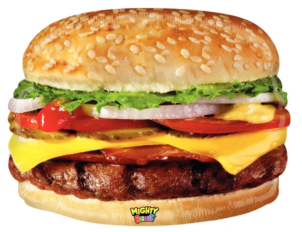 31" Mighty Bright Shape Hamburger Cheeseburger Foil Balloon