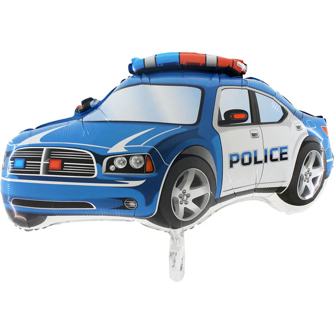 31" Police Car Blue Foil Balloon - Image 2