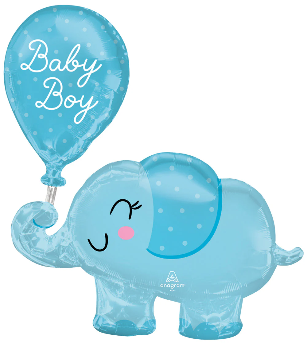 31" SuperShape Baby Boy Elephant Foil Balloon