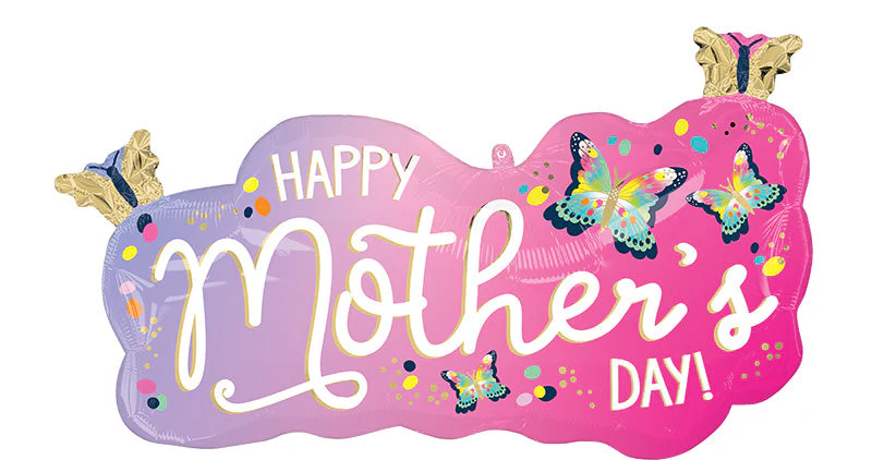 31" Happy Mother's Day Vibrant Flutters SuperShape Foil Balloon
