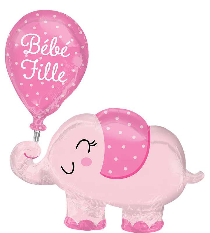 31" SuperShape Bébé Fille Elephant Foil Balloon
