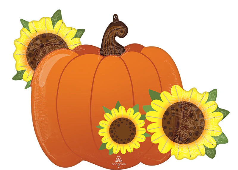 31" SuperShape Welcome Fall Pumpkin & Sunflowers Foil Balloon