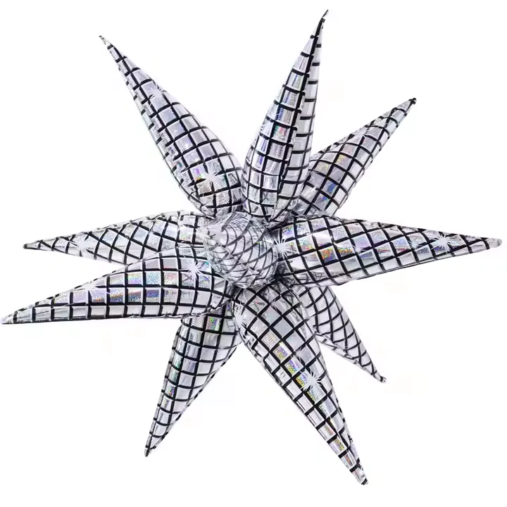32" Airfill Decor Only Disco Themed Foil Starburst (12 Piece Kit) Balloon
