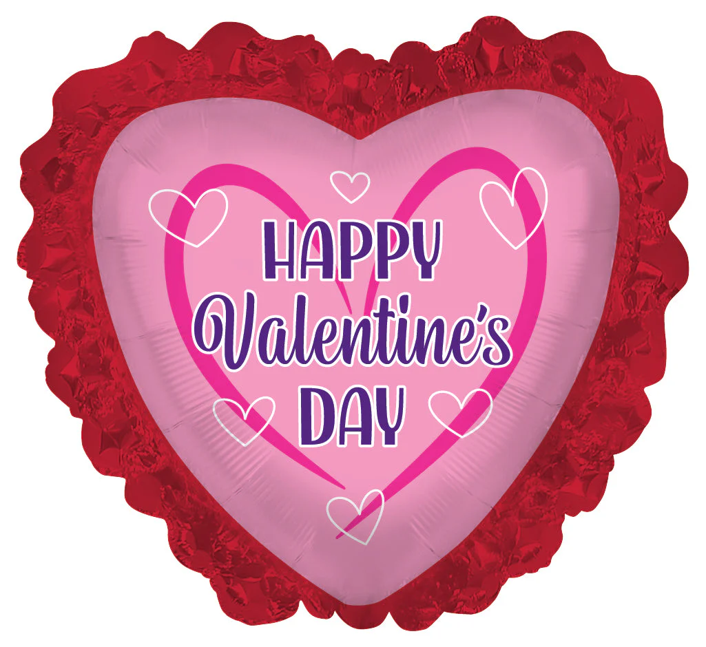 32" Happy Valentine's Day Around Hearts With Ruffle