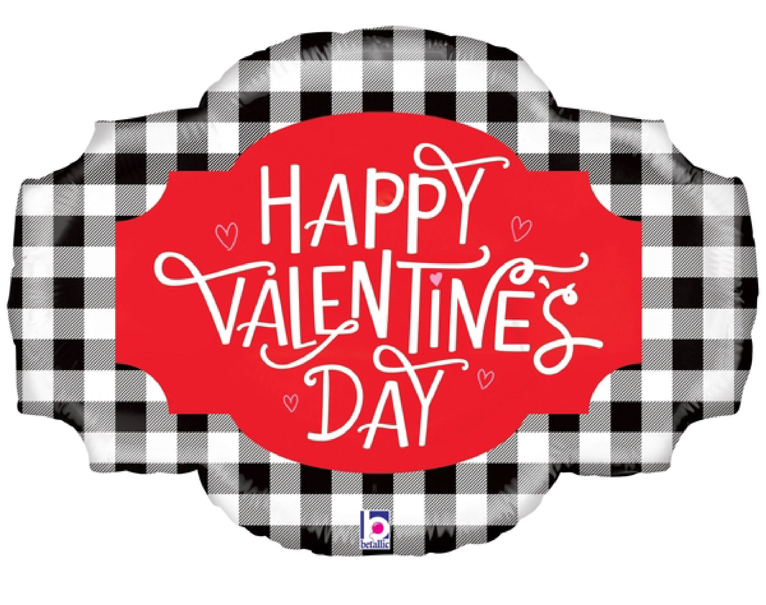 32" Foil Balloon Buffalo Plaid Valentine