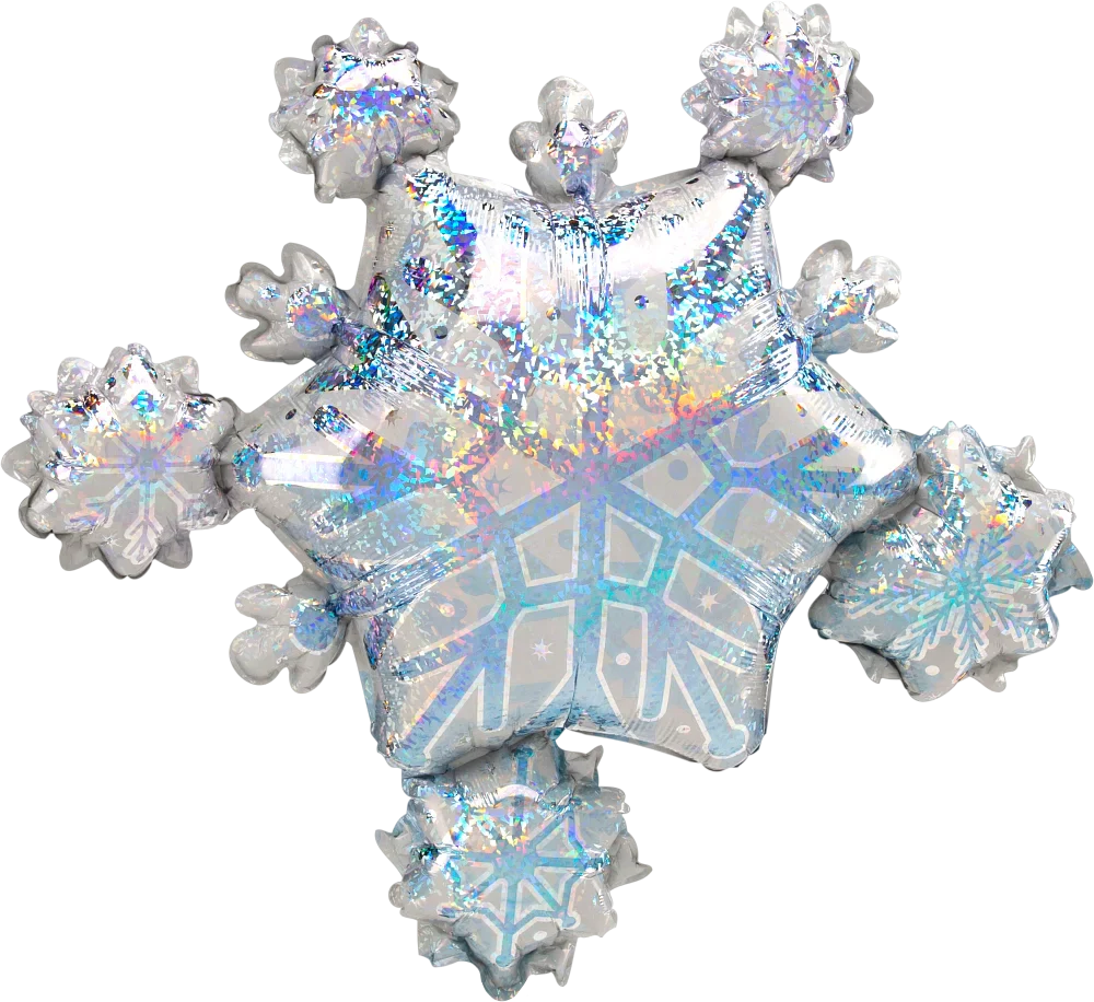 32" Prismatic Snowflake Cluster Holographic SuperShape Foil Balloon