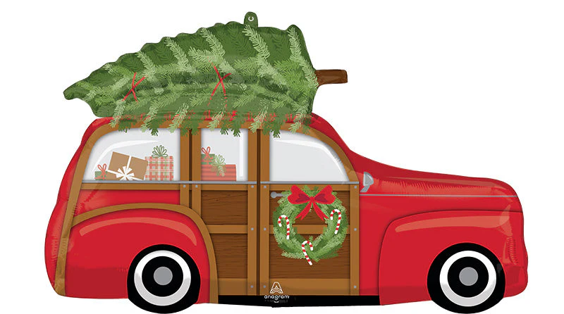 32" Woody Wagon with Tree SuperShape Foil Balloon