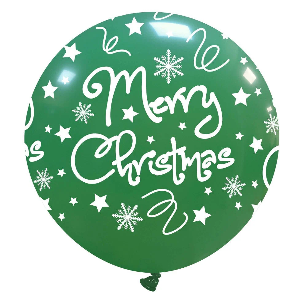 32" Christmas Night All Around Green (1 Per Bag) Cattex Brand Printed Latex Balloons