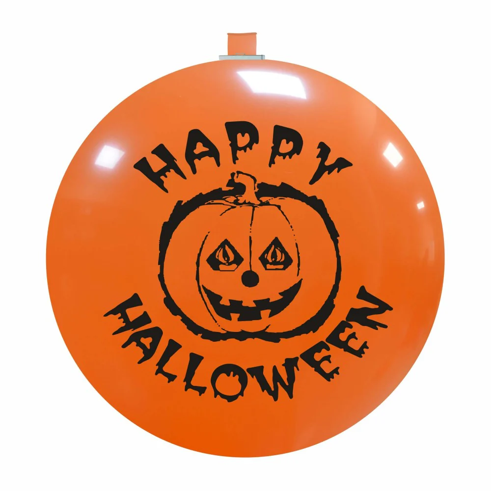 32" Halloween Orange Neck Down 2 Sided (1 Per Bag) Cattex Brand Printed Latex Balloons