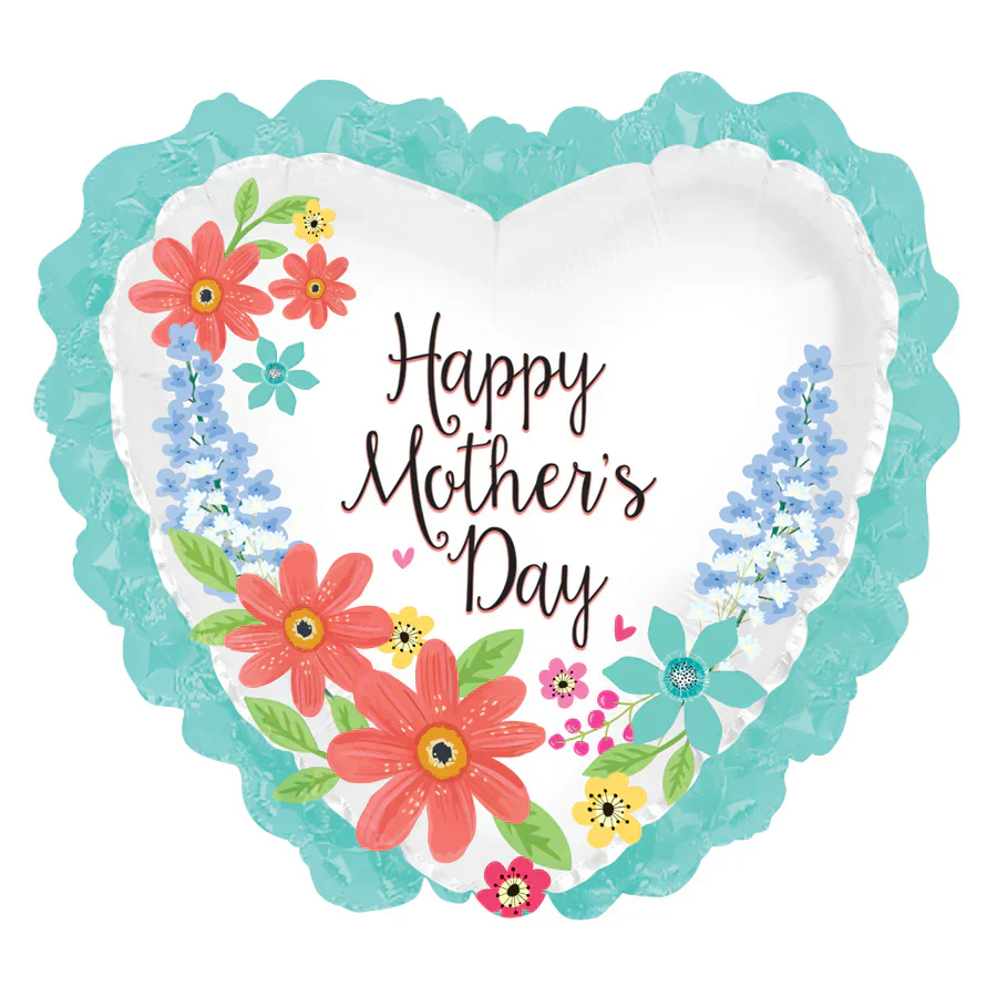 32" Happy Mother's Day Salmon & Turquoise Foil Balloon