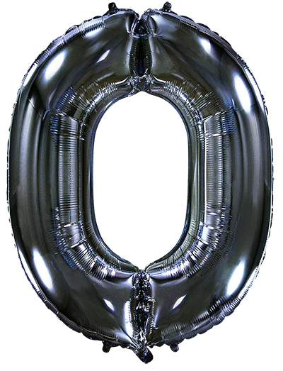 32" Inflated (40" Uninflated Approx) Black Number "0" Foil Balloon Flexmetal