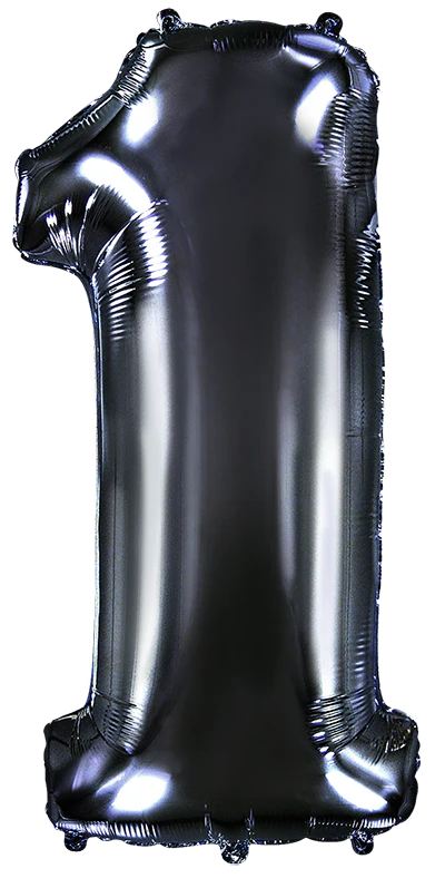 32" Inflated (40" Uninflated Approx) Black Number "1" Foil Balloon Flexmetal