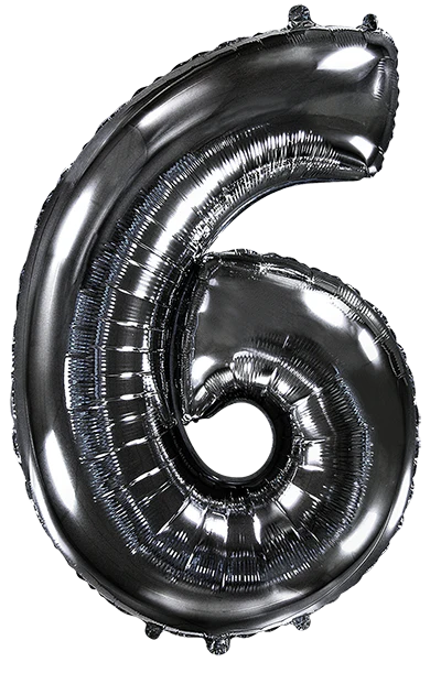 32" Inflated (40" Uninflated Approx) Black Number "6" Foil Balloon Flexmetal