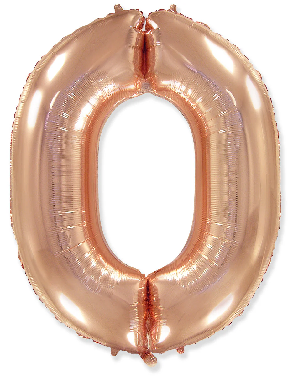 32" Inflated (40" Uninflated Approx) Flexmetal Foil Balloon Number "0" Rose Gold