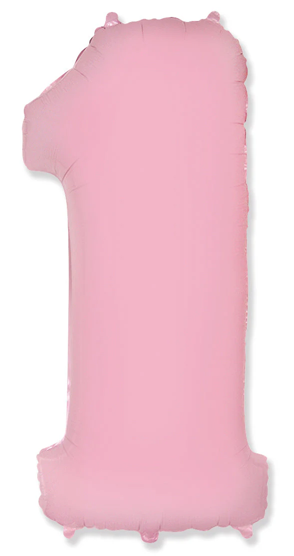 32" Inflated (40" Uninflated Approx) Pastel Pink Number "1" Flexmetal