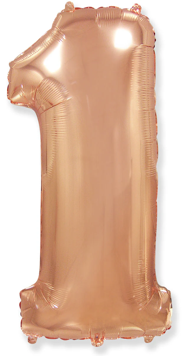 32" Inflated (40" Uninflated Approx) Flexmetal Foil Balloon Number "1" Rose Gold