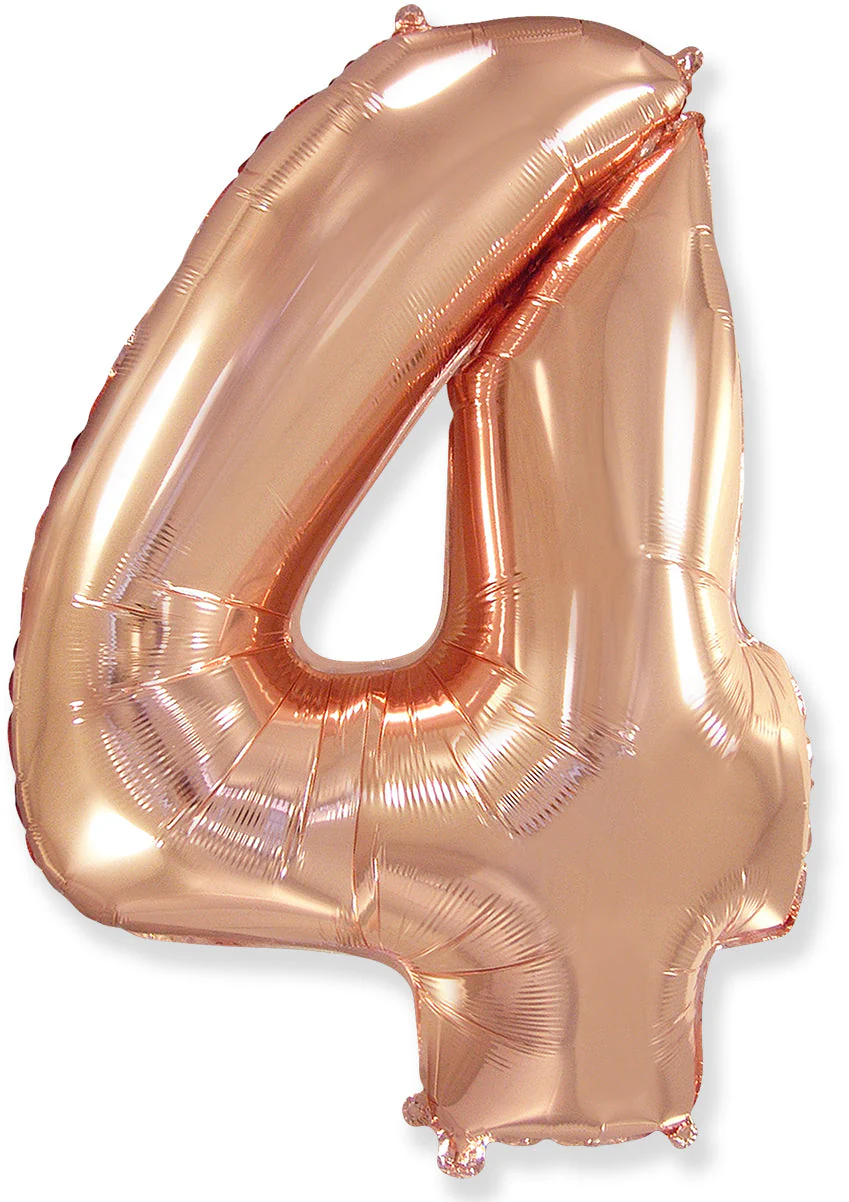 32" Inflated (40" Uninflated Approx) Flexmetal Foil Balloon Number "4" Rose Gold