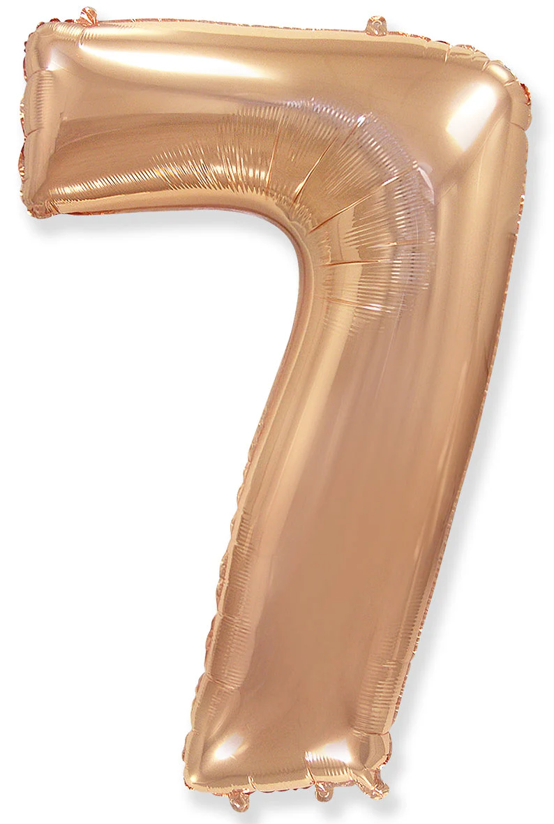 32" Inflated (40" Uninflated Approx) Flexmetal Foil Balloon Number "7" Rose Gold