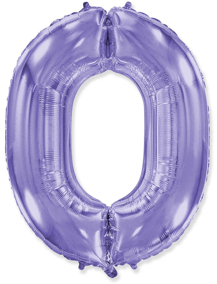 32" Inflated (40" Uninflated Approx) Lilac Number "0" Foil Balloon Flexmetal
