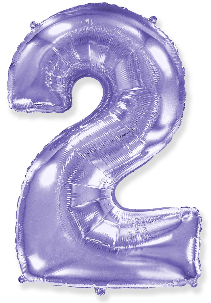 32" Inflated (40" Uninflated Approx) Lilac Number "2" Foil Balloon Flexmetal