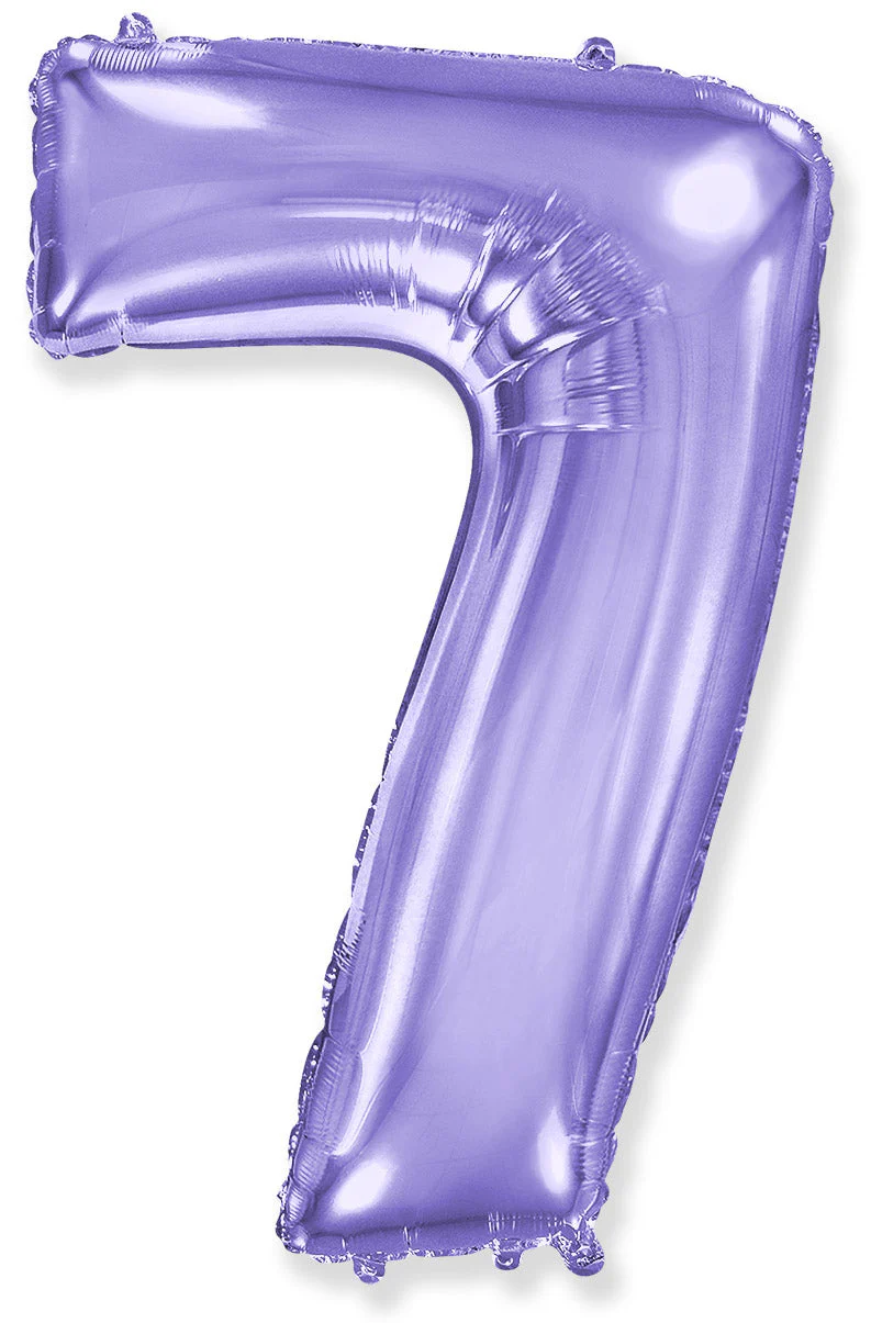 32" Inflated (40" Uninflated Approx) Lilac Number "7" Foil Balloon Flexmetal