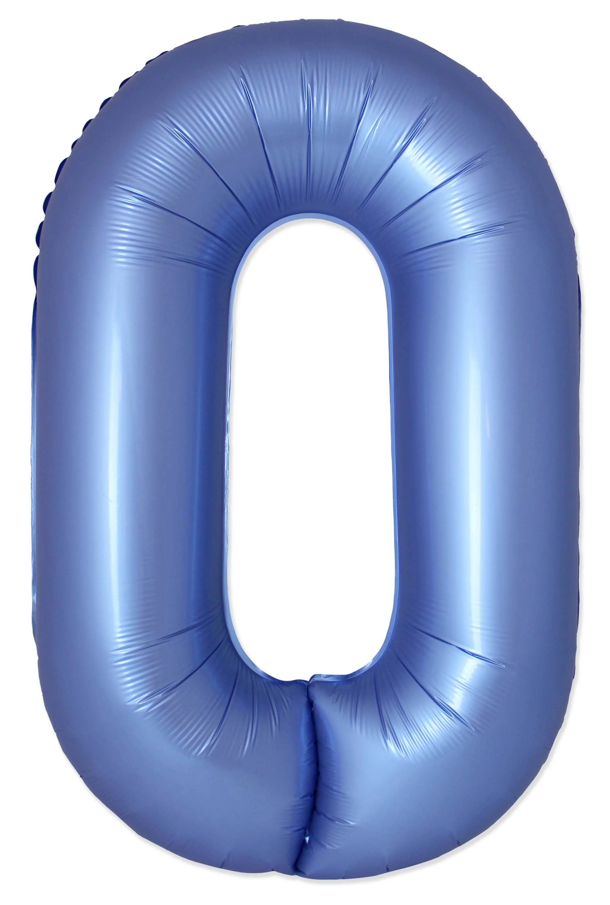 32" Inflated (40" Uninflated Approx) Number "0" Slimmer Design Satin Blue Reflex Brand Flexmetal