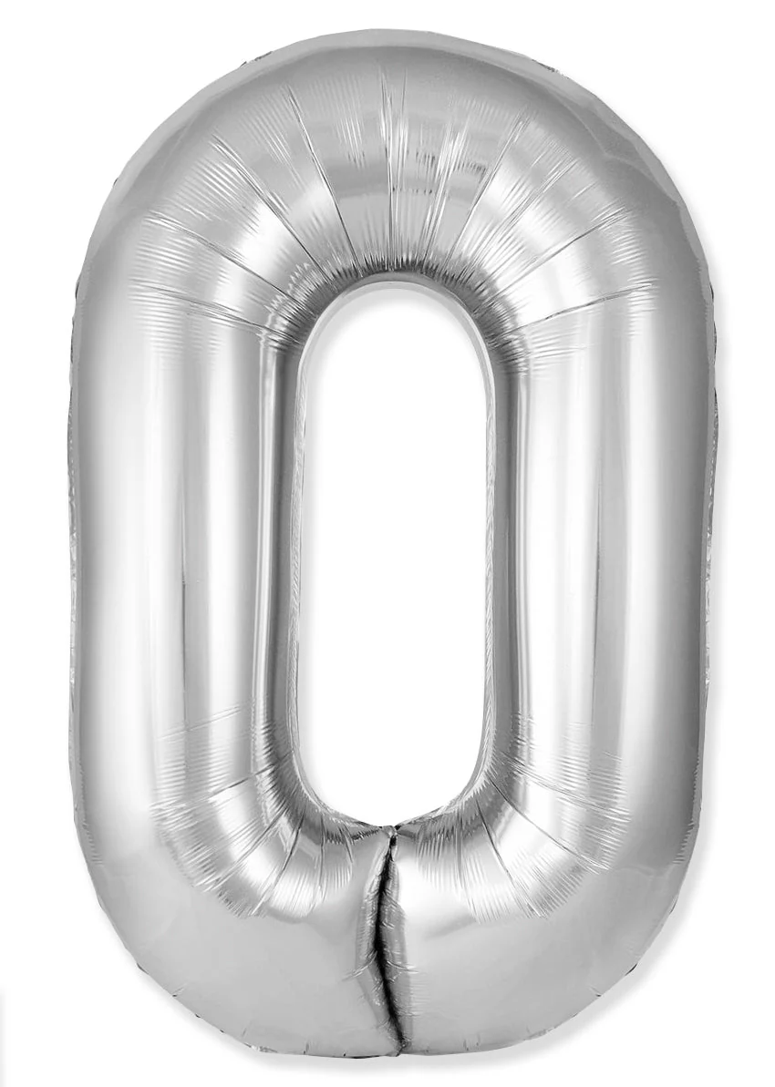 32" Inflated (40" Uninflated Approx) Number "0" Slimmer Design Silver Brand Flexmetal