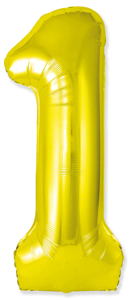 32" Inflated (40" Uninflated Approx) Number "1" Slimmer Design Gold Brand Flexmetal