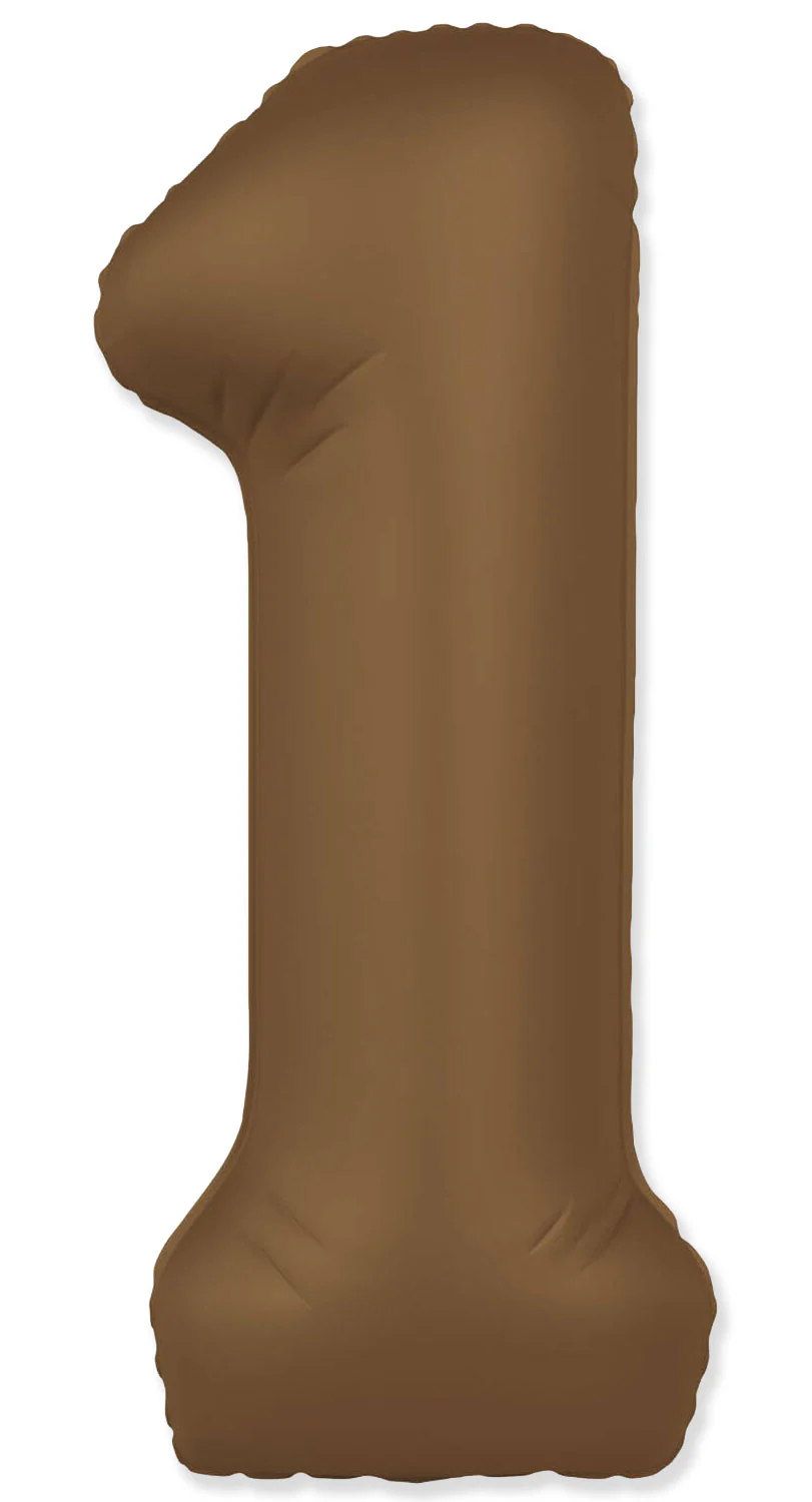 32" Inflated (40" Uninflated Approx) Number "1" Slimmer Design Matte Chocolate Brown Brand Flexmetal