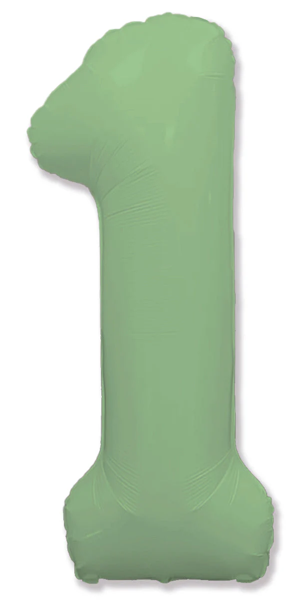 32" Inflated (40" Uninflated Approx) Number "1" Slimmer Design Matte Mint Brand Flexmetal