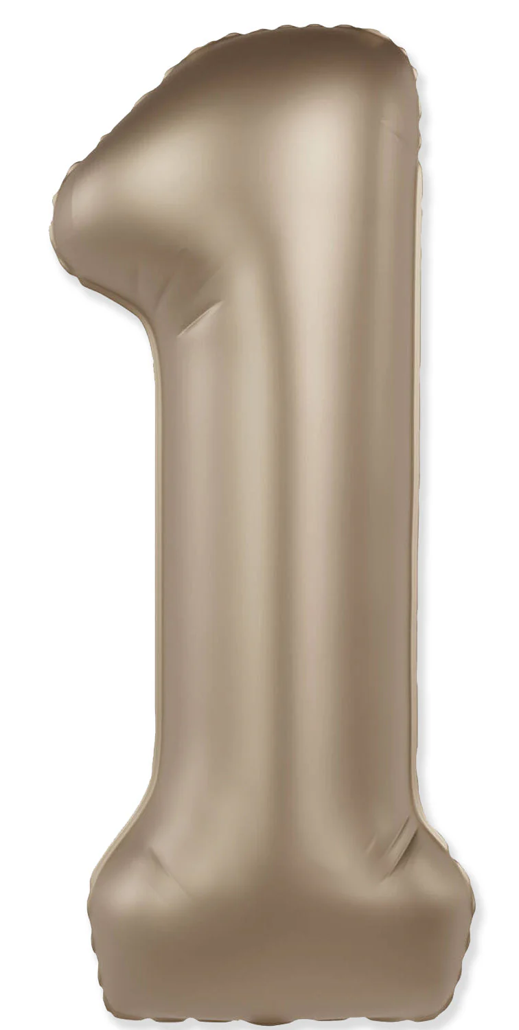 32" Inflated (40" Uninflated Approx) Number "1" Slimmer Design Matte Starlight Gold Brand Flexmetal