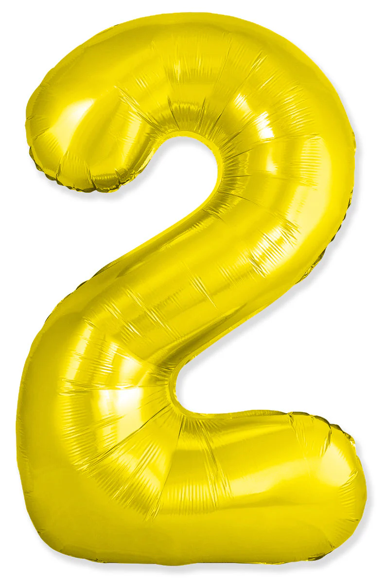 32" Inflated (40" Uninflated Approx) Number "2" Slimmer Design Gold Brand Flexmetal