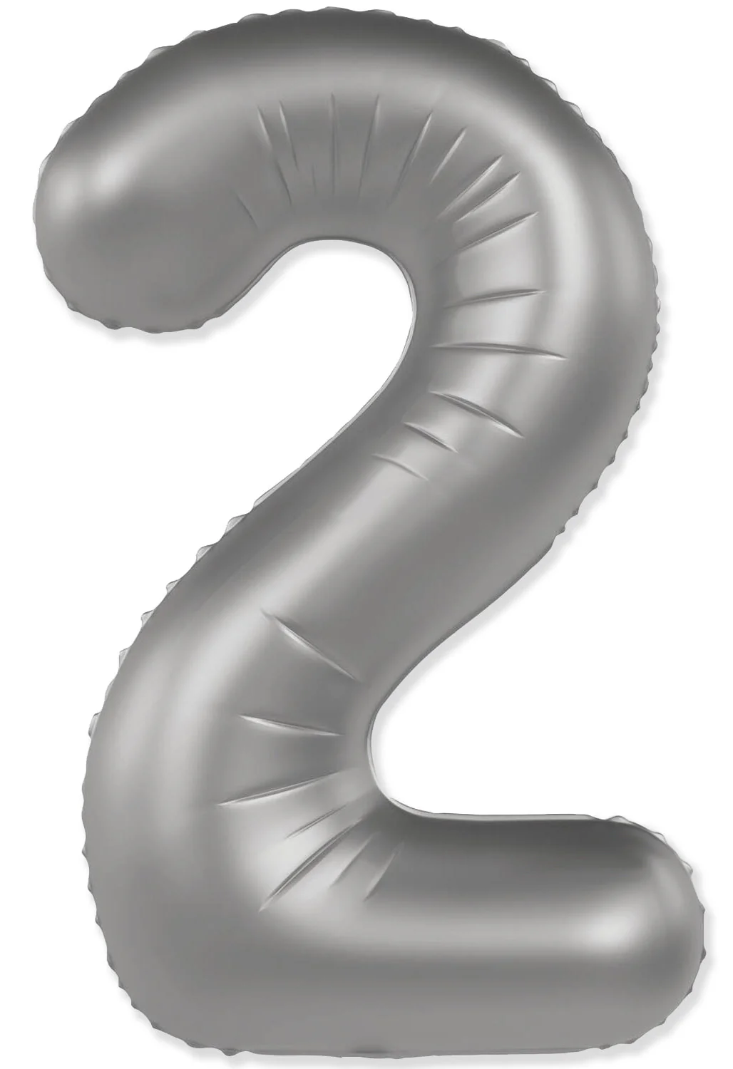 32" Inflated (40" Uninflated Approx) Number "2" Slimmer Design Matte Moonlight Silver Brand Flexmetal