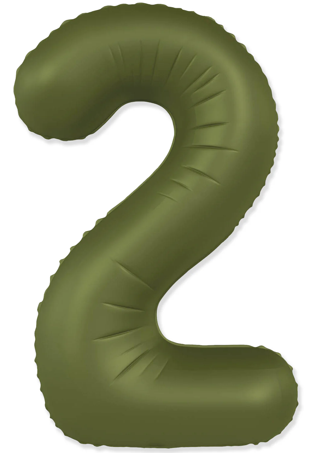 32" Inflated (40" Uninflated Approx) Number "2" Slimmer Design Matte Olive Green Brand Flexmetal