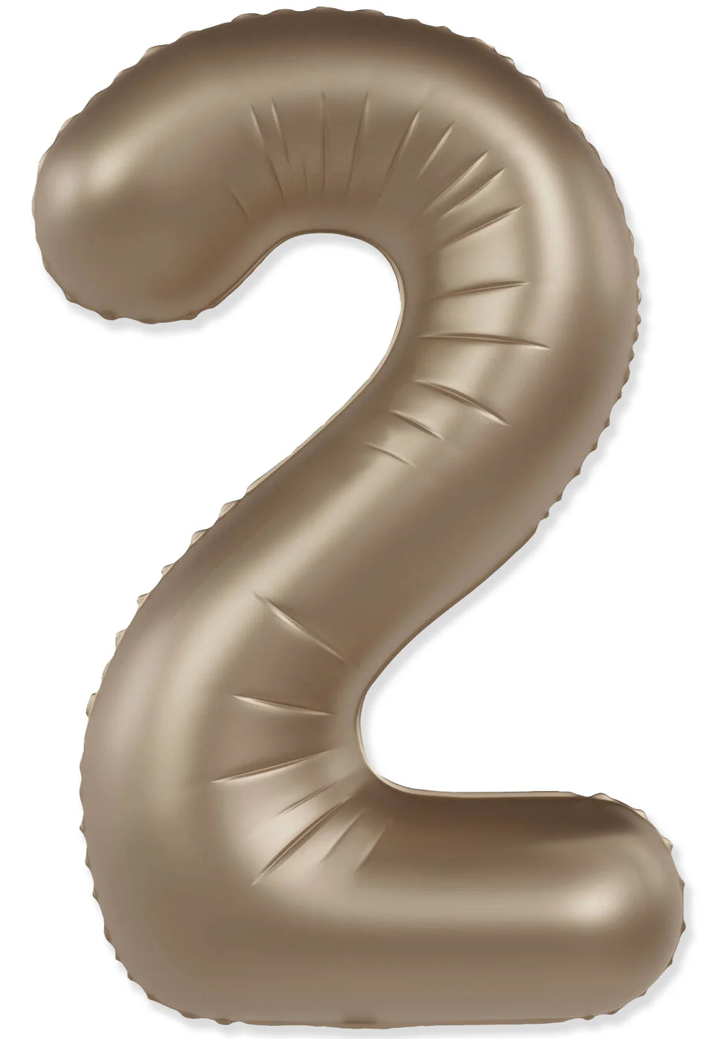 32" Inflated (40" Uninflated Approx) Number "2" Slimmer Design Matte Starlight Gold Brand Flexmetal