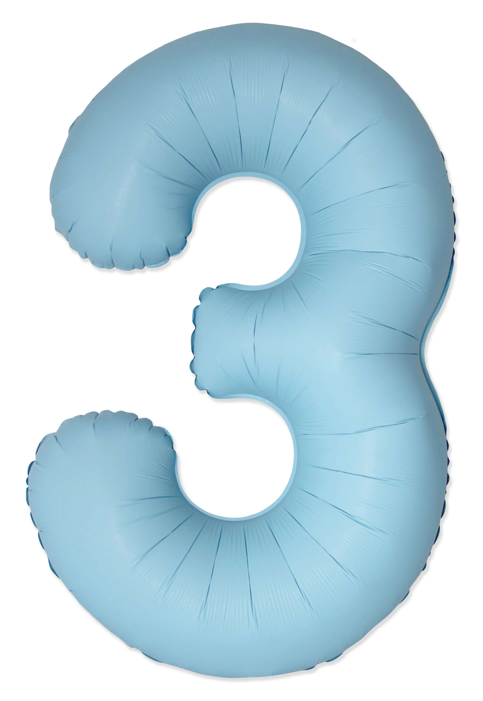 32" Inflated (40" Uninflated Approx) Number "3" Slimmer Design Matte Baby Blue Brand Flexmetal